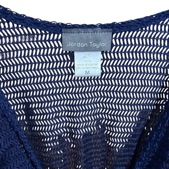 Jordan Taylor Navy Blue V-Neck Sheer Swimsuit Cover Up Size M - Picture 2 of 8